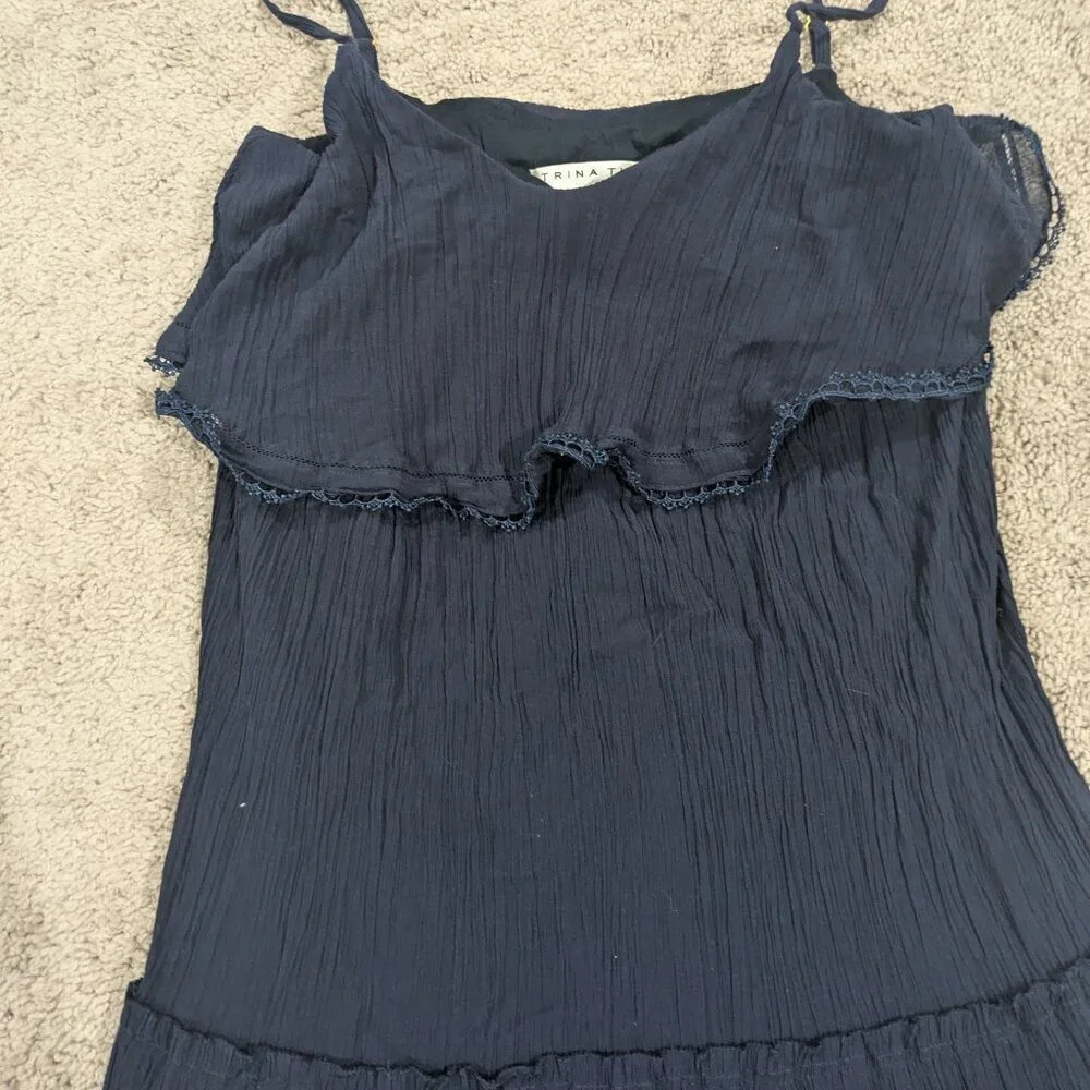 Trina Turk Women's Dress Size 4 Dark Navy Blue Tiered‎ Tank Dress - Picture 5 of 8